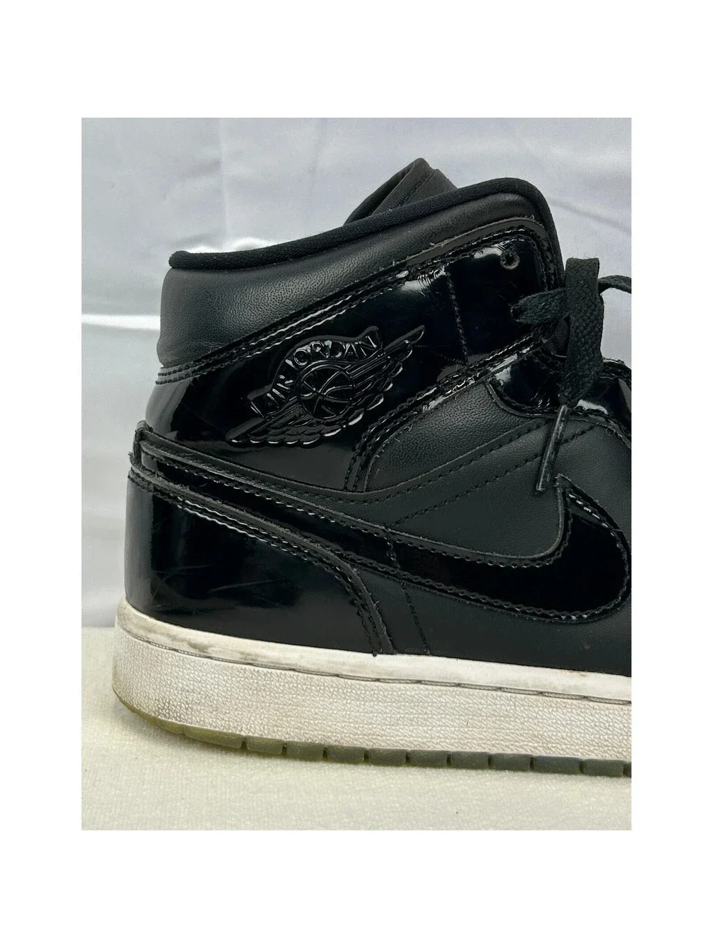Air Jordan 1 Mid DV1308-004 Black Leather Men's Size 9 Shoes